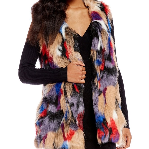 ⚡️New! Gianni Bini multi color faux fur vest- S,M - Picture 2 of 8